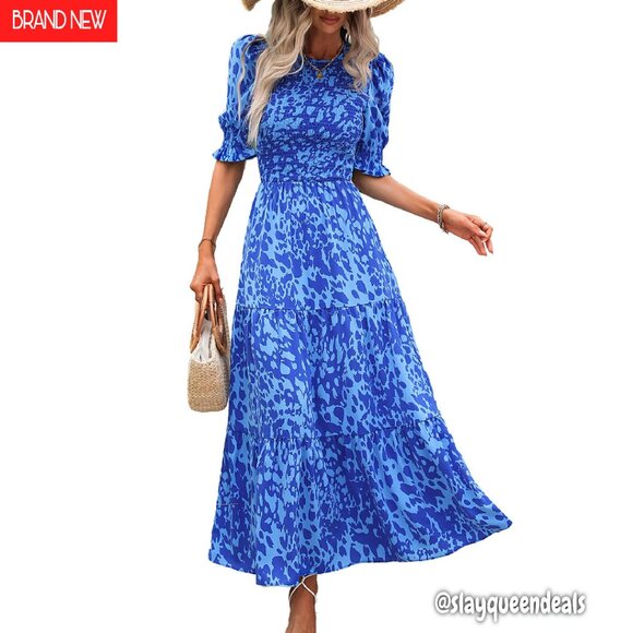 green emerald velvet dress Floral Smocked Maxi Dress main image 0